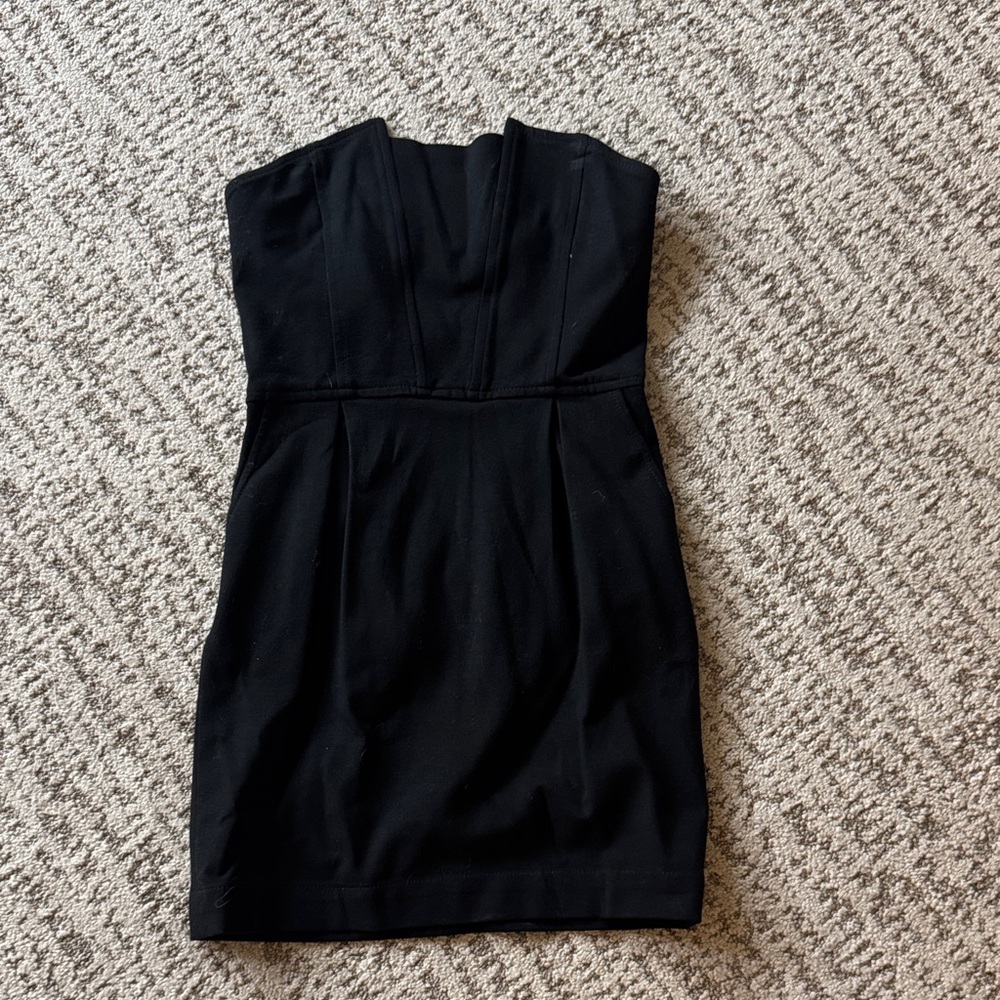 7 For All Mankind Strapless Black Bodycon Mini Dress